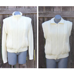 Vintage Sweater Jacket Vest Ivory Medium